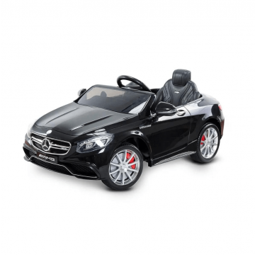 Mercedes kinderauto S63 zwart voorkant koplampen voorruit zijspiegels